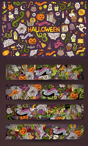 万圣节背景横幅矢量素材